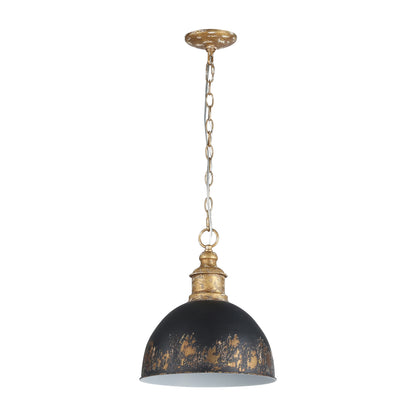 Alison 1-Light Pendant in Vintage Gold with Weathered Black Iron - Vintage Gold / Weathered Black Iron / Black - Golden Lighting