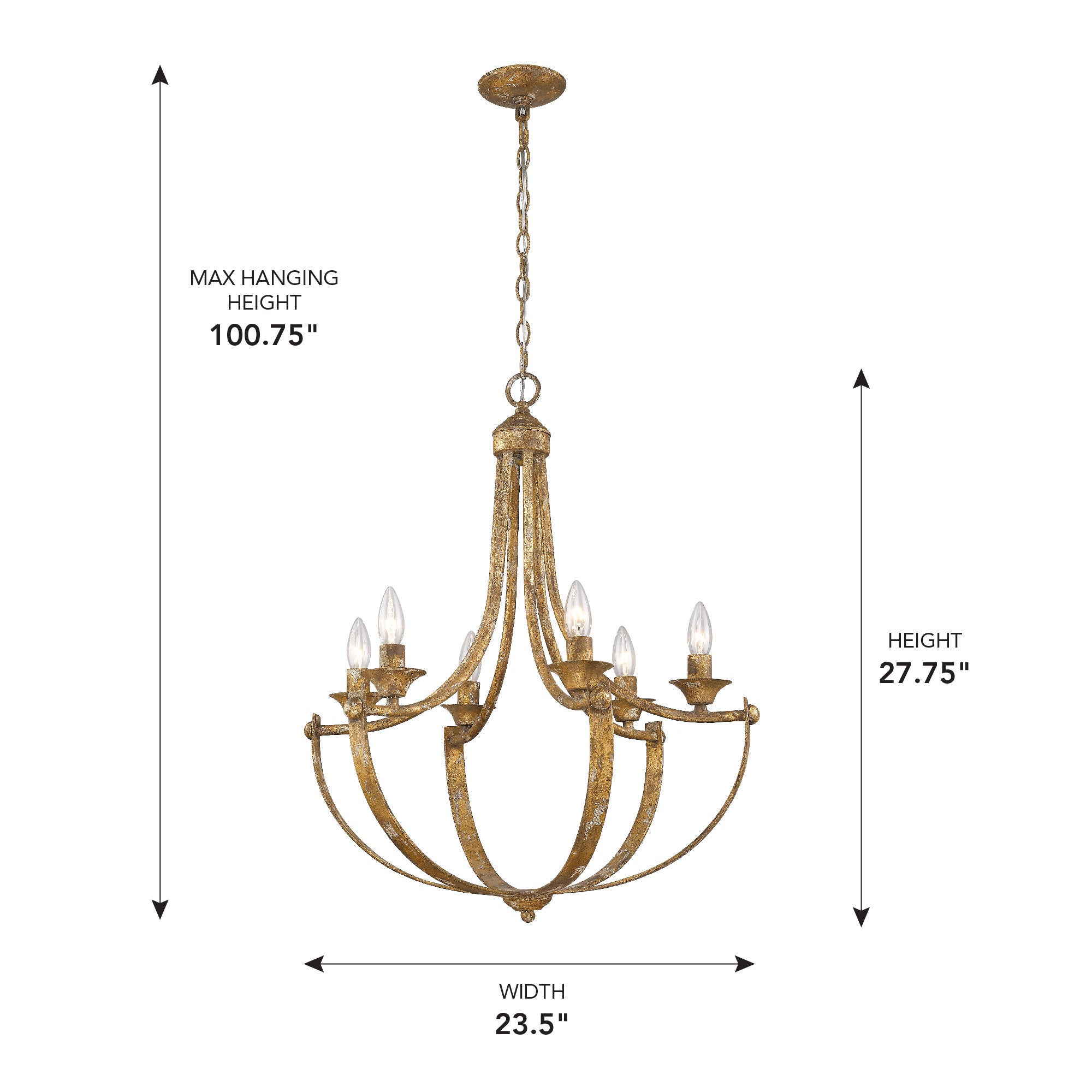 Victoria 6-light Chandelier in Heirloom Gold