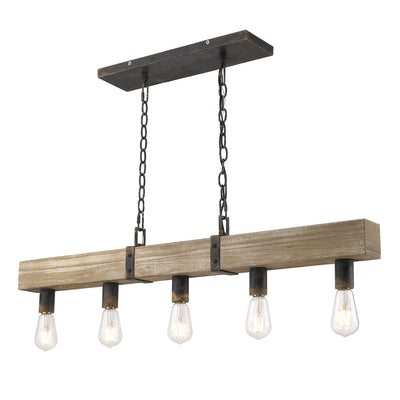 Golden Lighting Garrett 5-light Island Light in Antique Black Iron - - Golden Lighting
