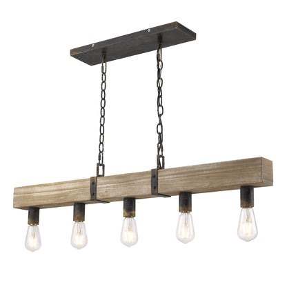 Garrett Linear Pendant in Antique Black Iron - - Golden Lighting