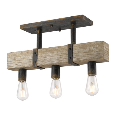 Golden Lighting Garrett 3-light Semi-Flush Mount in Antique Black Iron - Default Title - Golden Lighting