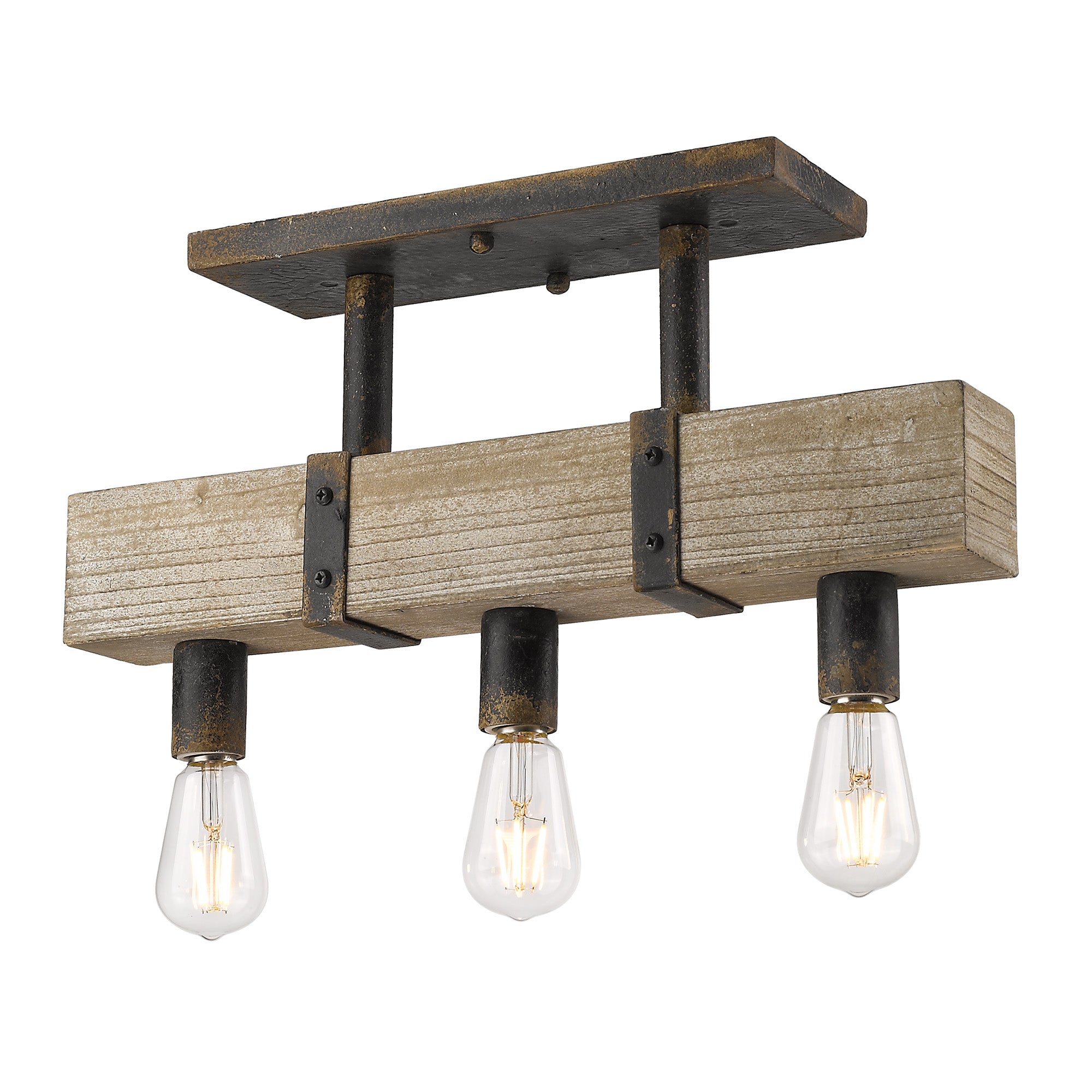 Golden Lighting Garrett 3-light Semi-Flush Mount in Antique Black Iron