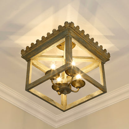 Golden Lighting Finley 4-light Semi-Flush Mount in Vintage Sage - - Golden Lighting