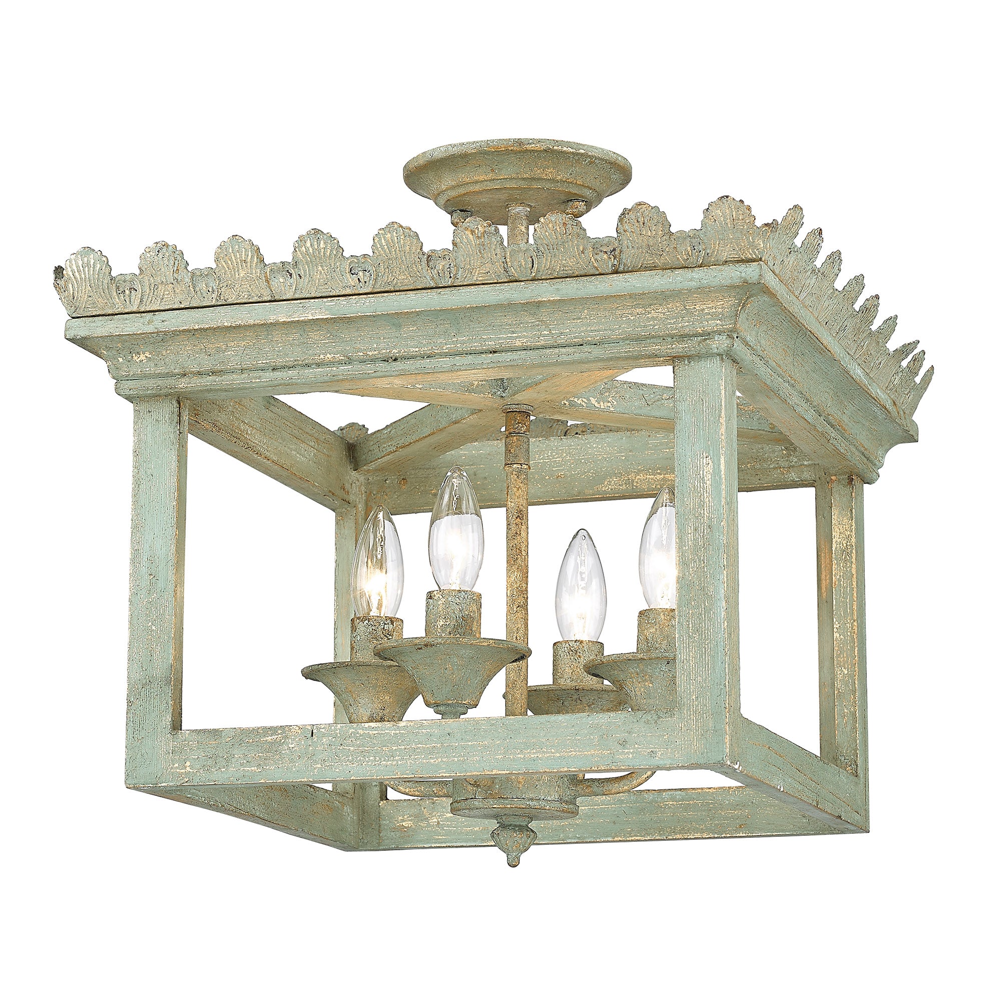 Golden Lighting Finley 4-light Semi-Flush Mount in Vintage Sage - Default Title - Golden Lighting