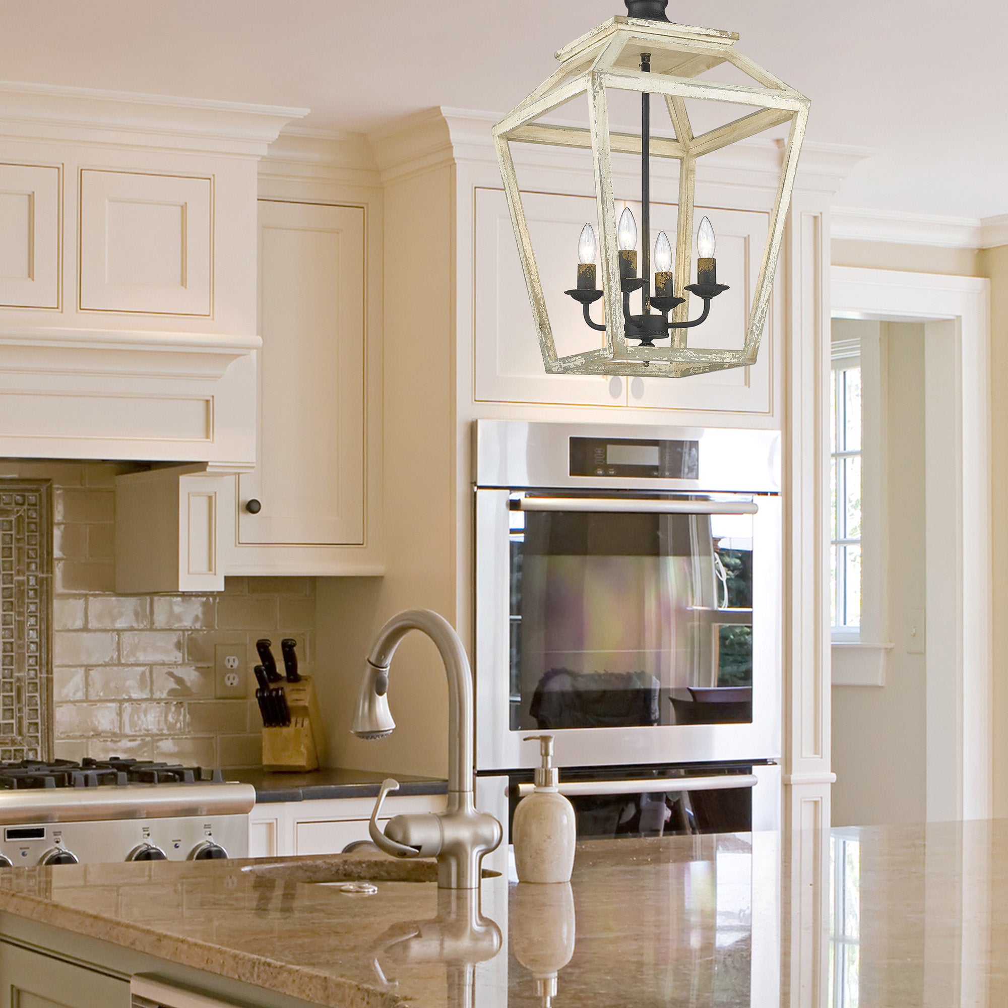 Haiden 4 Light Pendant in Antique Black Iron - Default Title - Golden Lighting