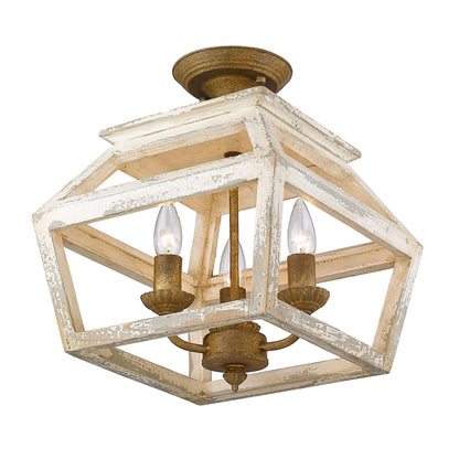 Golden Lighting Haiden 3-light Semi-Flush Mount in Burnished Chestnut - - Golden Lighting