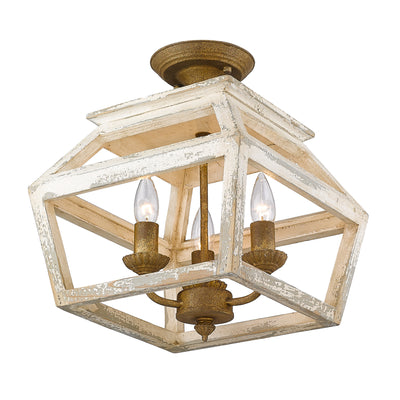 Golden Lighting Haiden 3-light Semi-Flush Mount in Burnished Chestnut - Default Title - Golden Lighting