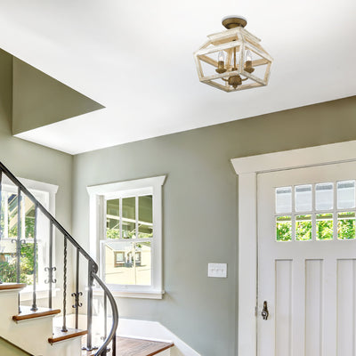Golden Lighting Haiden 3-light Semi-Flush Mount in Burnished Chestnut - - Golden Lighting