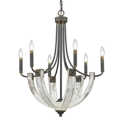 Elwood 6-light Chandelier in Antique Black Iron - Golden Lighting