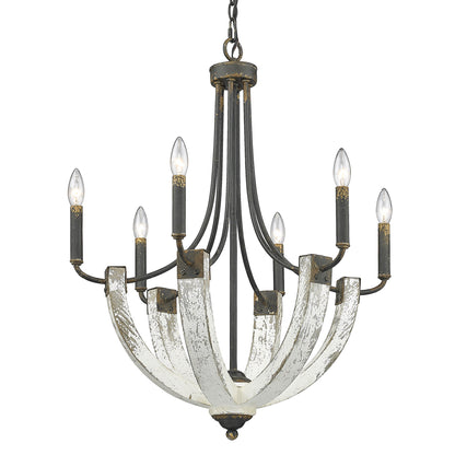 Elwood 6-light Chandelier in Antique Black Iron