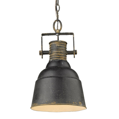 Quarry 1 Light Pendant in Antique Black Iron - - Golden Lighting