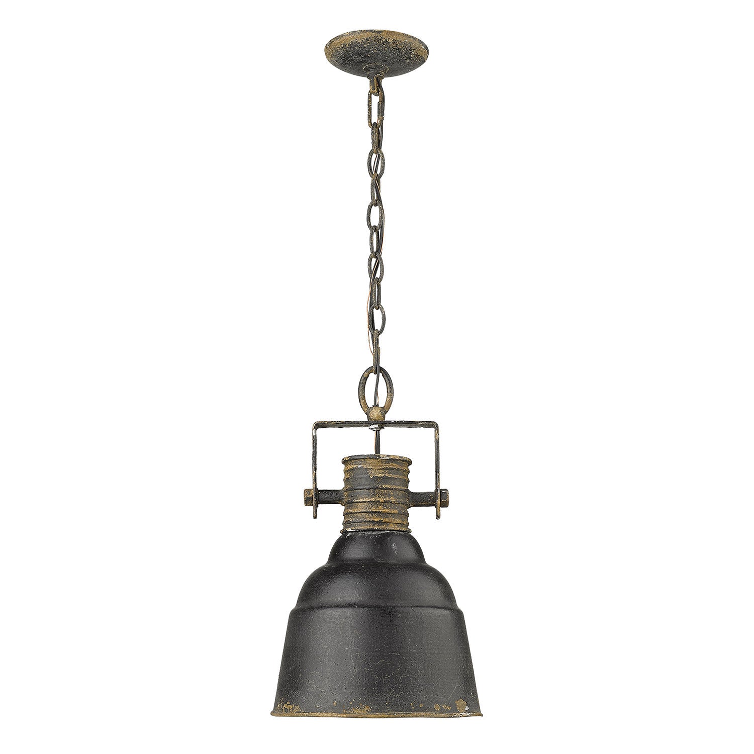 Quarry 1 Light Pendant in Antique Black Iron - Antique Black Iron / Antique Black Iron / Black - Golden Lighting