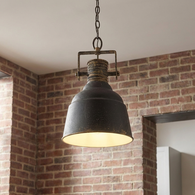 Quarry 1-light Pendant in Antique Black Iron, alternate view - Golden Lighting