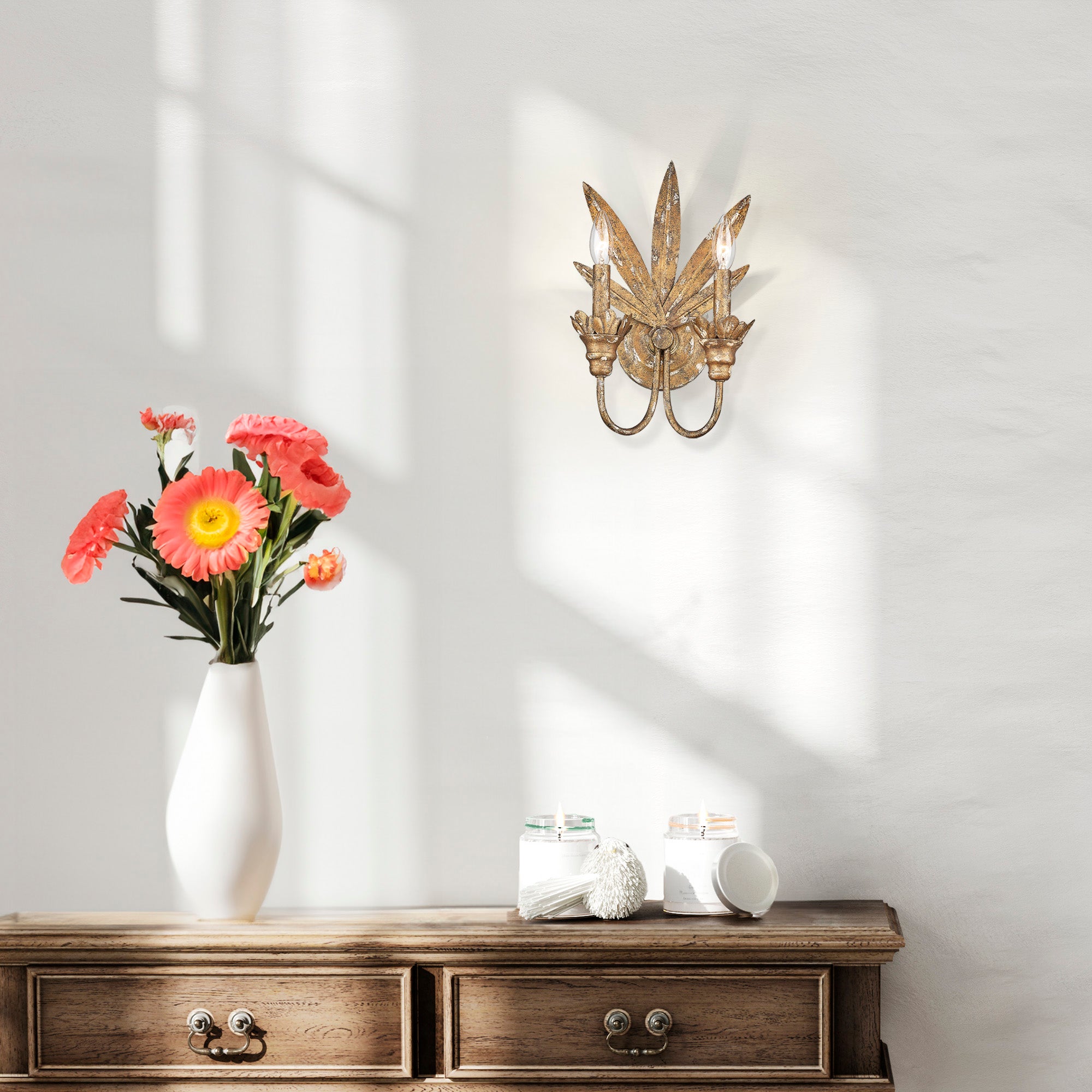 Lillianne HG 2 Light Wall Sconce in Heirloom Gold - Default Title - Golden Lighting