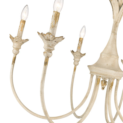 Golden Lighting Lillianne 6-light Chandelier in Antique Ivory - - Golden Lighting