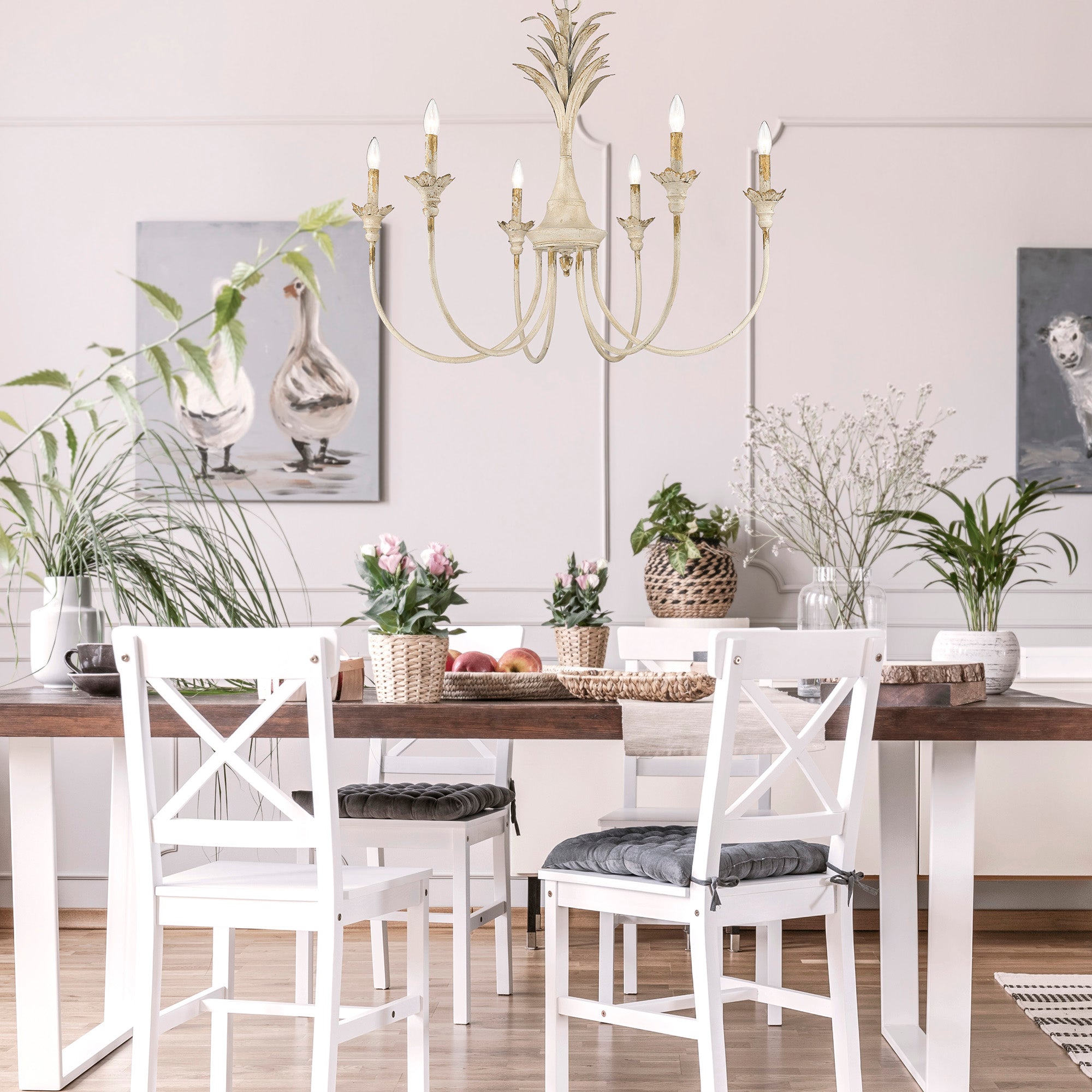 Golden Lighting Lillianne 6-light Chandelier in Antique Ivory - - Golden Lighting