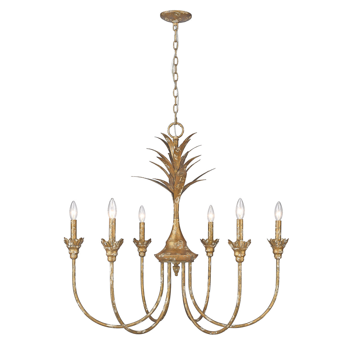 Lillianne 6-light Chandelier in Heirloom Gold - Golden Lighting