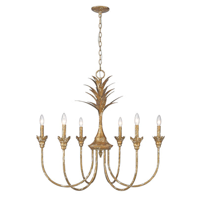 Lillianne 6-light Chandelier in Heirloom Gold - Golden Lighting
