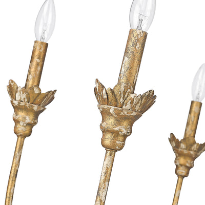 Lillianne 6-light Chandelier in Heirloom Gold alternate detail view - Golden Lighting