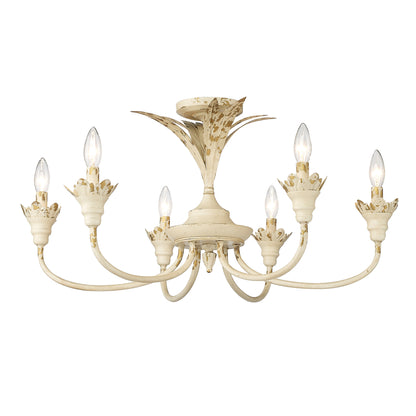 Lillianne 6 Light Semi-Flush in Antique Ivory - - Golden Lighting