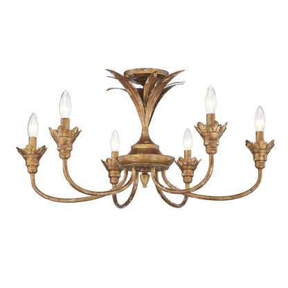 Lillianne HG 6 Light Semi-Flush in Heirloom Gold - - Golden Lighting