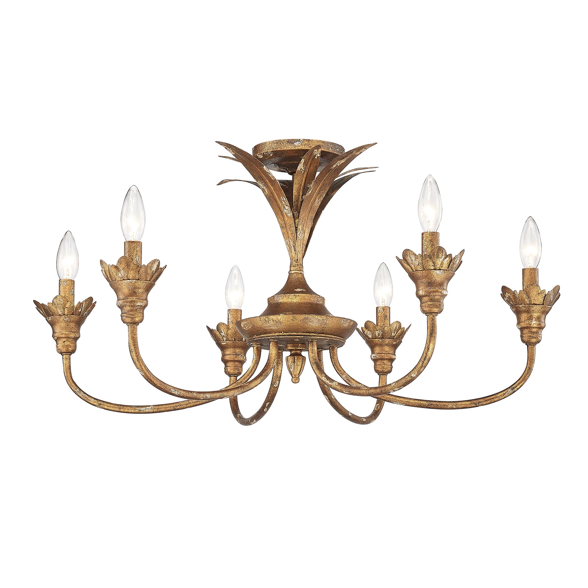 Golden Lighting Lillianne 6-light Semi-Flush Mount in Heirloom Gold - Default Title - Golden Lighting