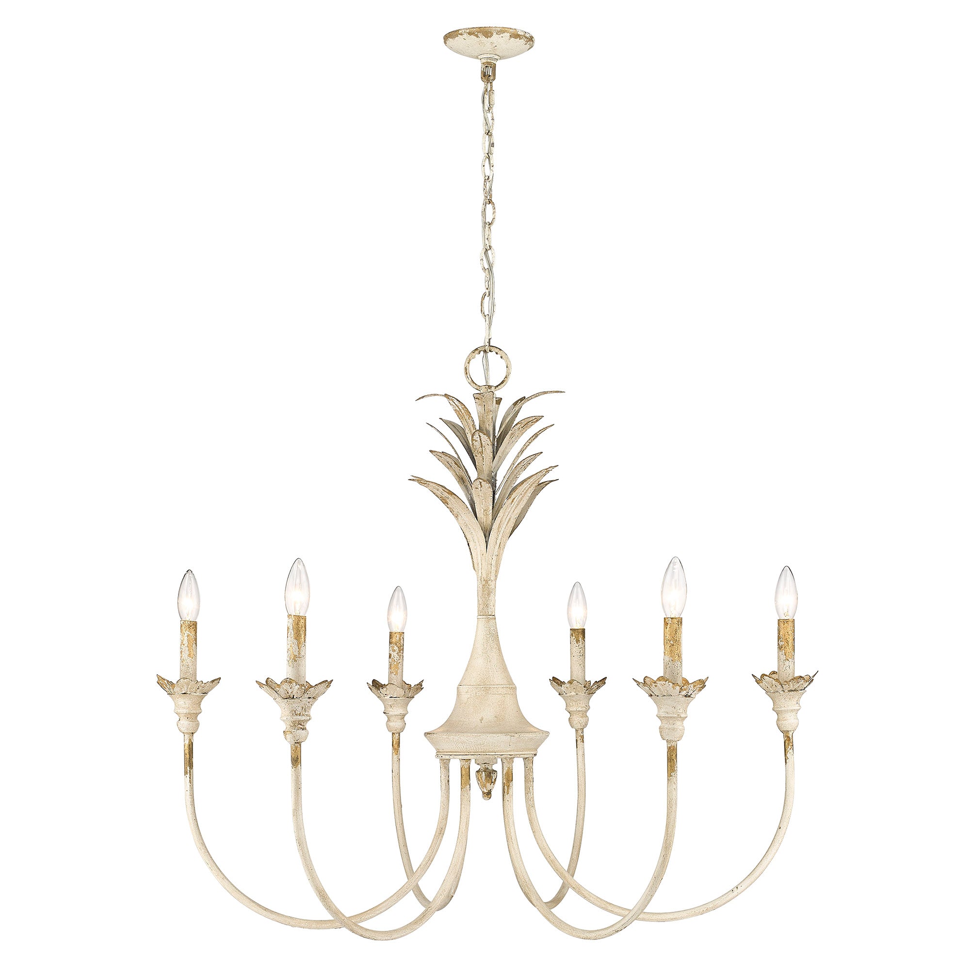 Lillianne 6 Light Chandelier in Antique Ivory - Antique Ivory / No Shade / NA - Golden Lighting