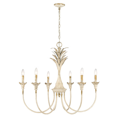 Lillianne 6 Light Chandelier in Antique Ivory - Antique Ivory / No Shade / NA - Golden Lighting