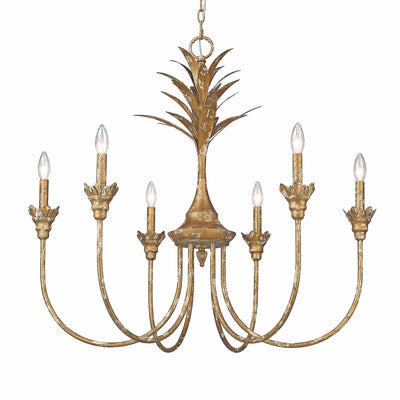 Golden Lighting Lillianne 6-light Chandelier in Heirloom Gold - Default Title - Golden Lighting