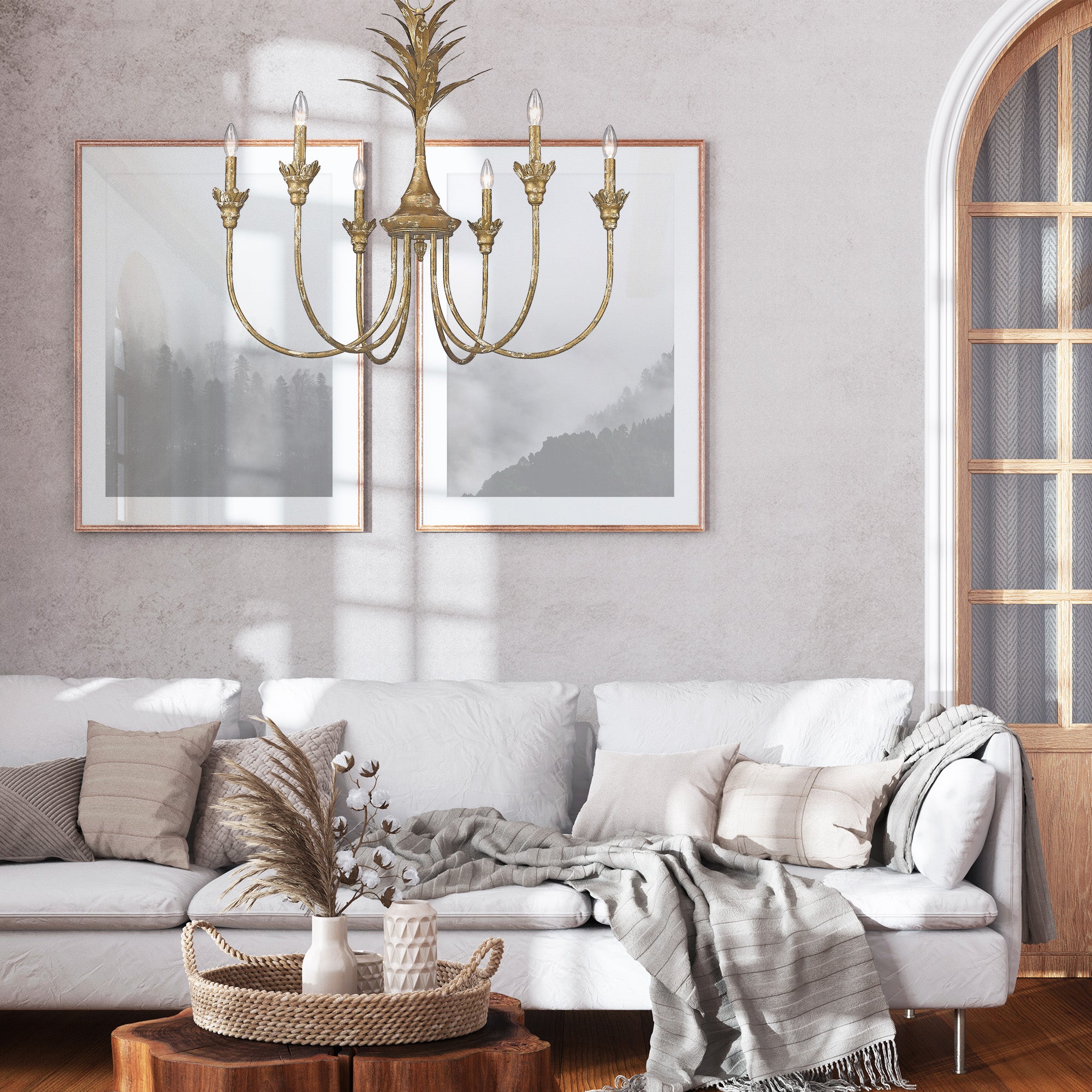 Lillianne HG 6 Light Chandelier in Heirloom Gold - Default Title - Golden Lighting