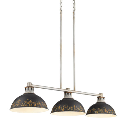 Golden Lighting Kinsley 3-light Island Light in Antique Black Iron shade - - Golden Lighting