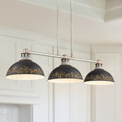 Golden Lighting Kinsley 3-light Island Light in Antique Black Iron shade - - Golden Lighting