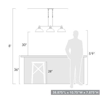 Golden Lighting Kinsley 3-light Island Light in Antique Black Iron shade - - Golden Lighting