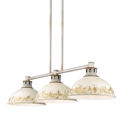 Golden Lighting Kinsley 3-light Island Light in Antique Ivory shade - - Golden Lighting