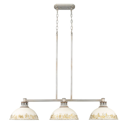 Kinsley Linear Pendant in Aged Galvanized Steel with Antique Ivory Shade - Aged Galvanized Steel / Antique Ivory / Beige - Golden Lighting