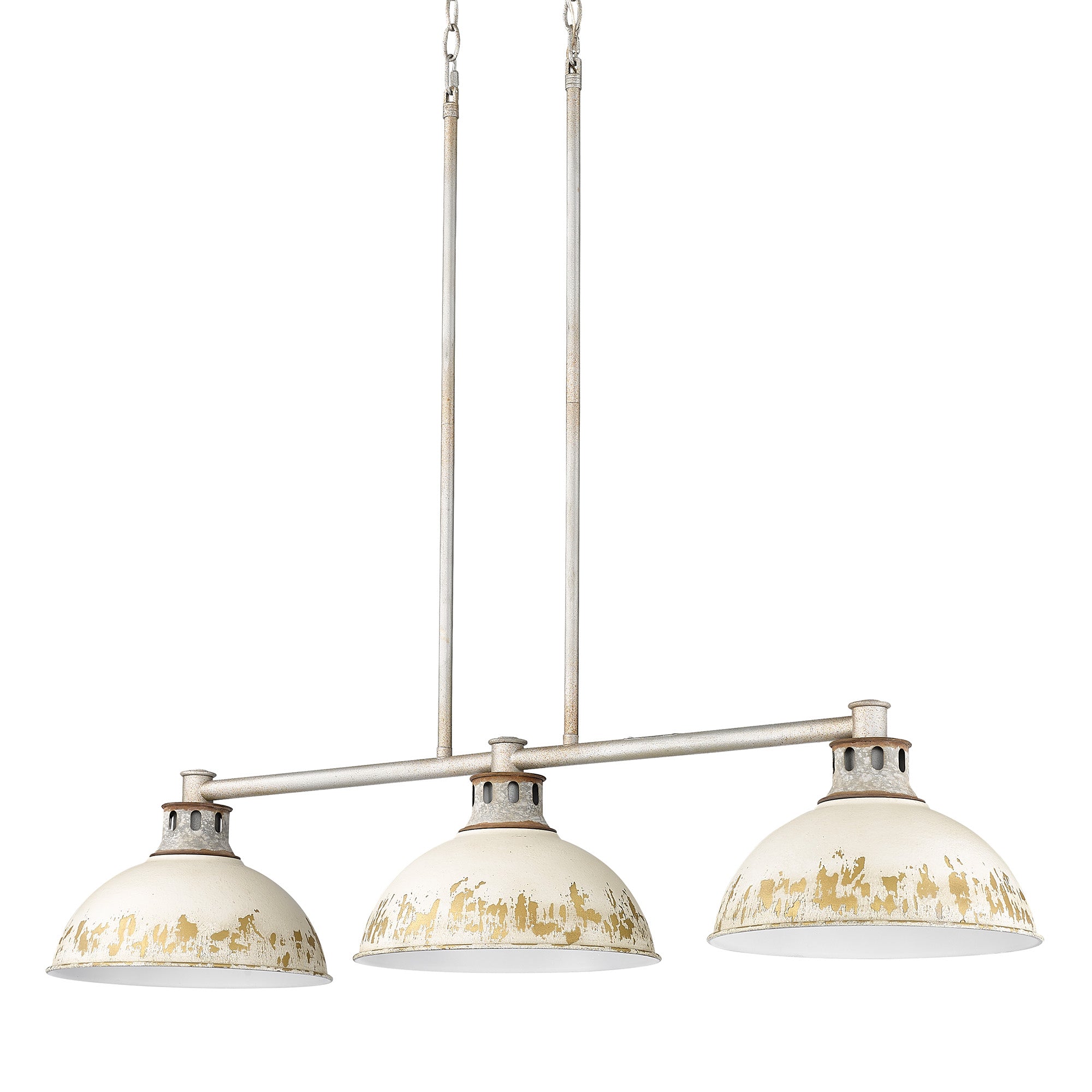 Kinsley Linear Pendant in Aged Galvanized Steel with Antique Ivory Shade - - Golden Lighting