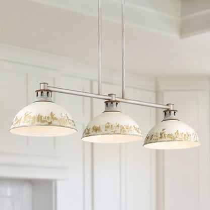 Golden Lighting Kinsley 3-light Island Light in Antique Ivory shade - - Golden Lighting