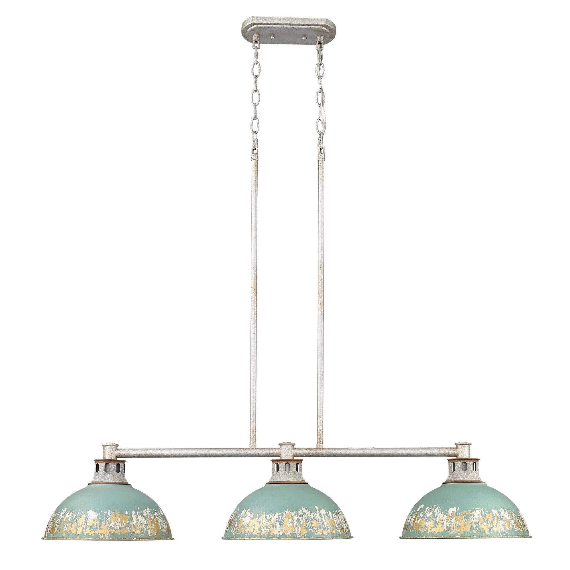 Golden Lighting Kinsley 3-light Island Light in Antique Teal shade - - Golden Lighting