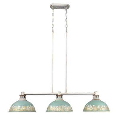Golden Lighting Kinsley 3-light Island Light in Antique Teal shade - - Golden Lighting
