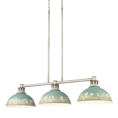 Golden Lighting Kinsley 3-light Island Light in Antique Teal shade - - Golden Lighting