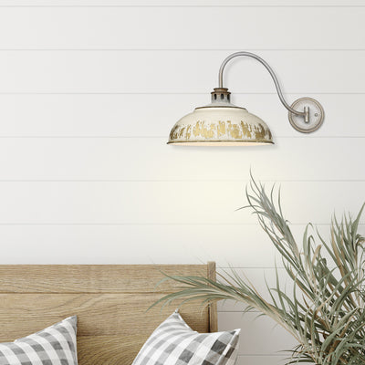 Golden Lighting Kinsley 1-light Swing Arm Wall Lamp in Antique Ivory shade - - Golden Lighting