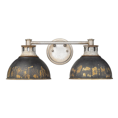 Golden Lighting Kinsley 2-light Vanity in Antique Black Iron shade - - Golden Lighting