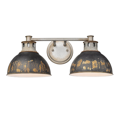 Golden Lighting Kinsley 2-light Vanity in Antique Black Iron shade - - Golden Lighting