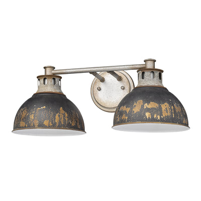 Golden Lighting Kinsley 2-light Vanity in Antique Black Iron shade - Default Title - Golden Lighting
