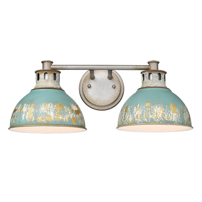 Golden Lighting Kinsley 2-light Vanity in Antique Teal shade - - Golden Lighting