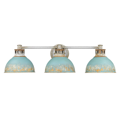 Golden Lighting Kinsley 3-light Vanity in Antique Teal shade - - Golden Lighting