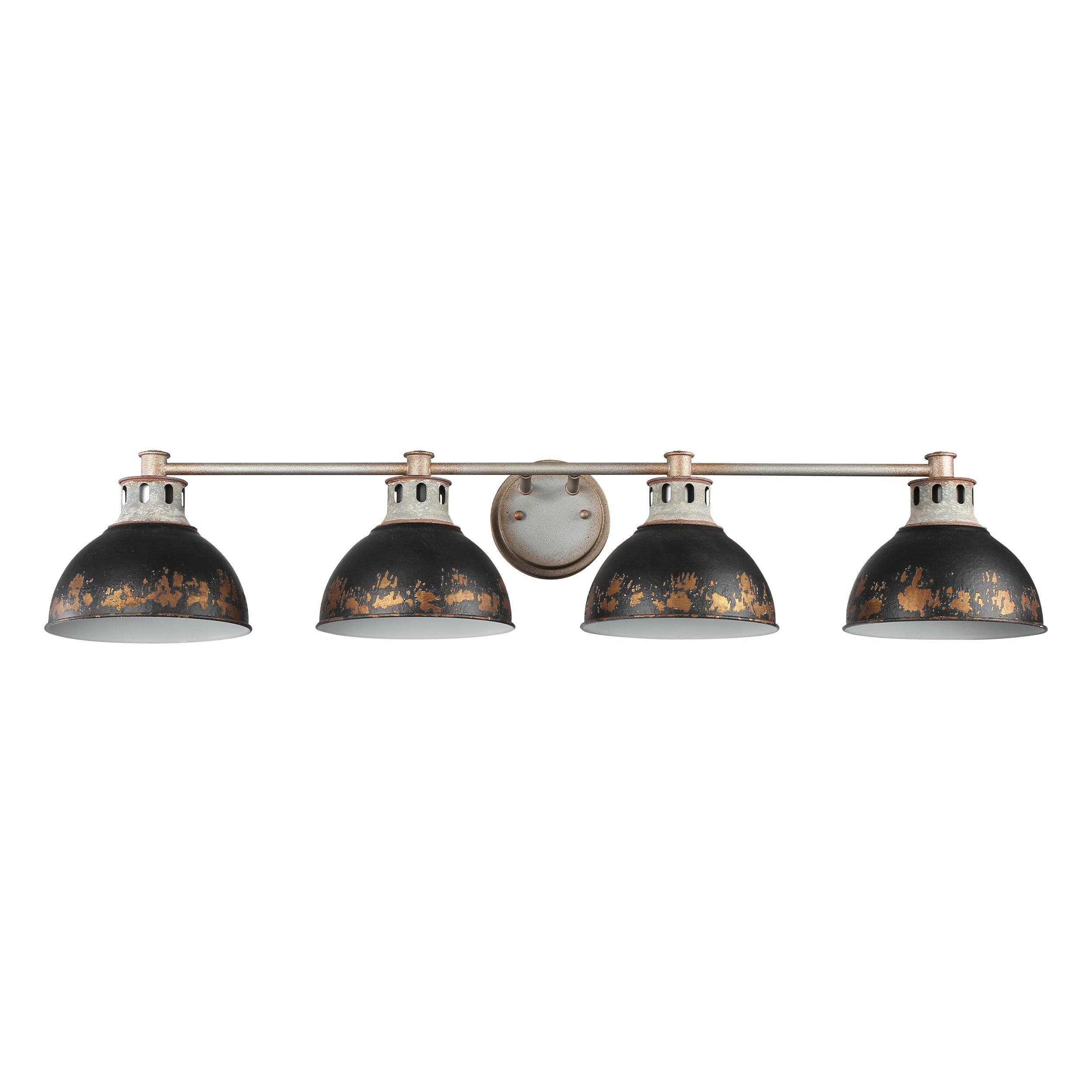 Kinsley 4-Light Vanity Light in Aged Galvanized Steel with Antique Black Iron - Default Title - Golden Lighting