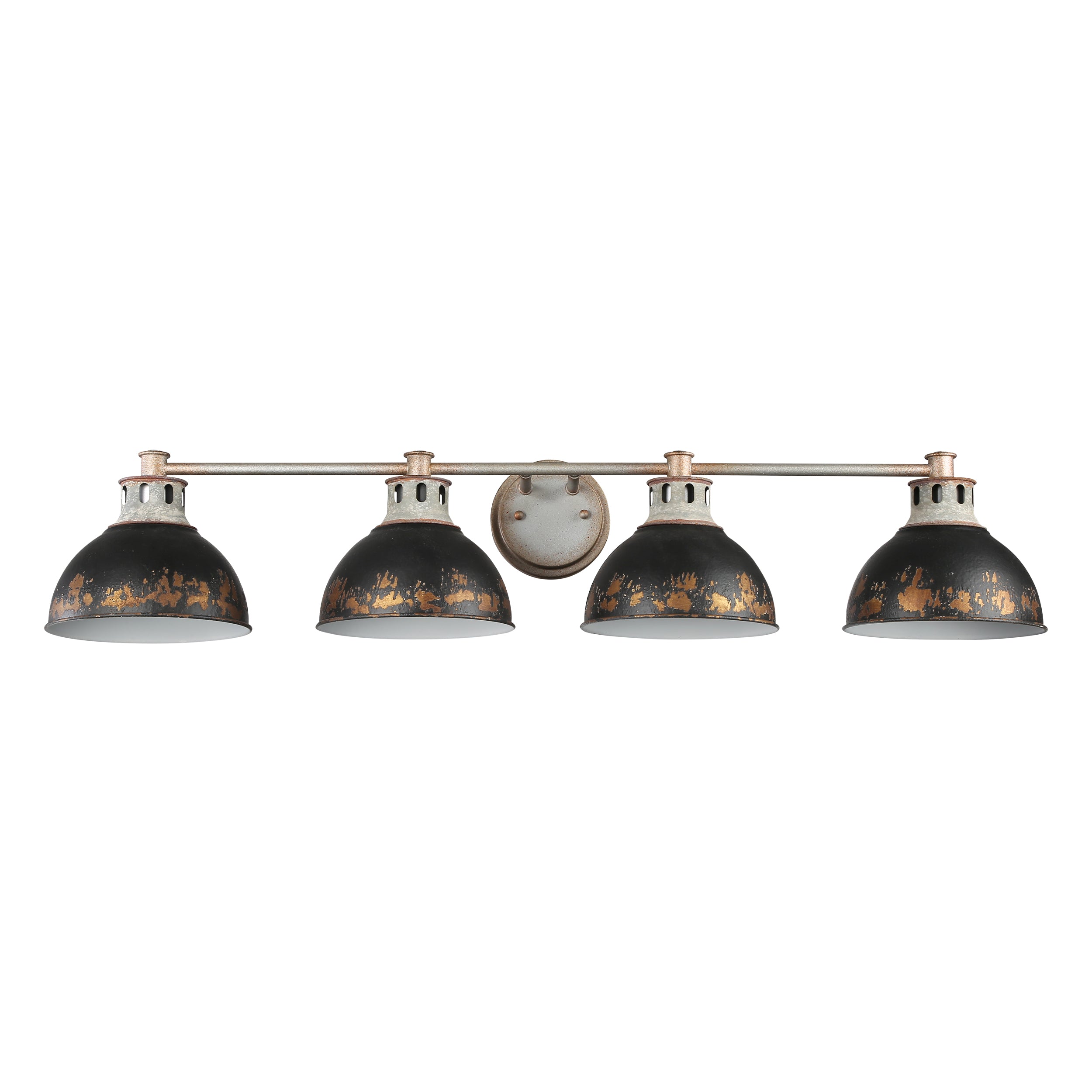 Kinsley 4-Light Vanity Light in Aged Galvanized Steel with Antique Black Iron - Aged Galvanized Steel / Antique Black Iron / Black - Golden Lighting