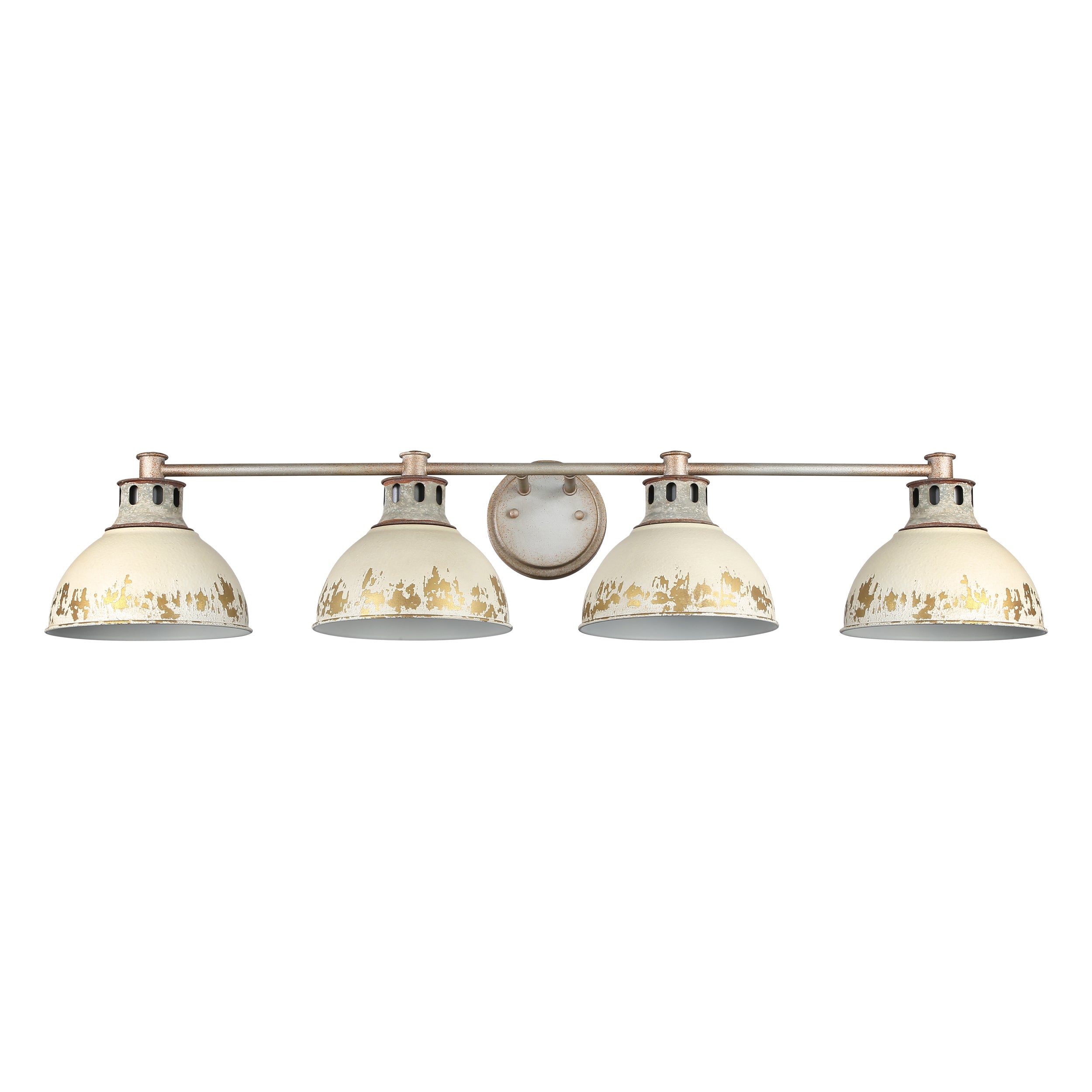 Kinsley 4-Light Vanity Light in Aged Galvanized Steel with Antique Ivory - Default Title - Golden Lighting