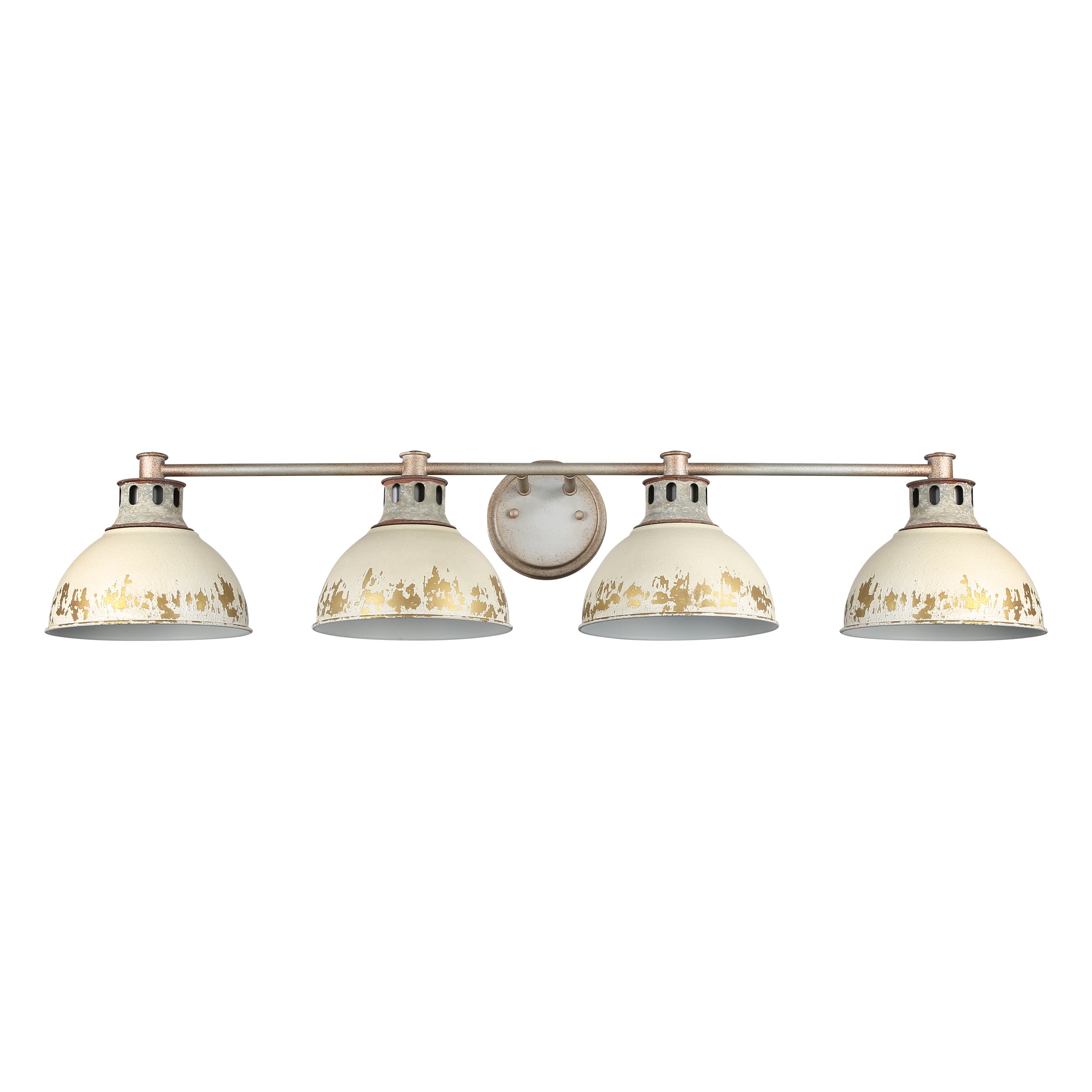 Kinsley 4-Light Vanity Light in Aged Galvanized Steel with Antique Ivory - Aged Galvanized Steel / Antique Ivory / Beige - Golden Lighting